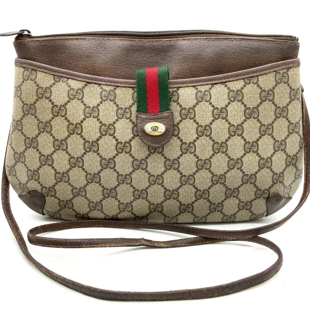 Auth GUCCI GG Supreme Sherry Line
PVC Leather Shoulder Bag 904.02.026
